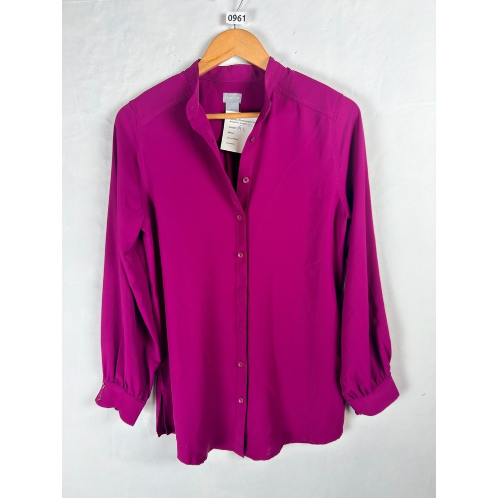 2/$30 CHICOS Magenta Button Up Top Small